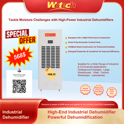Beli Penawaran Khusus Terbatas Dehumidifier Industri Portabel 168L / Hari Mode Cepat Kering Desain Anti-Korosi Untuk Area Konstruksi / Penyimpanan pembuatan online