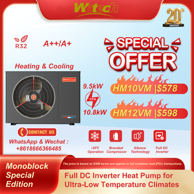 Pompa Panas Edisi Khusus Monoblock Inverter R32 Suhu Ultra Rendah untuk Pemanasan Lantai